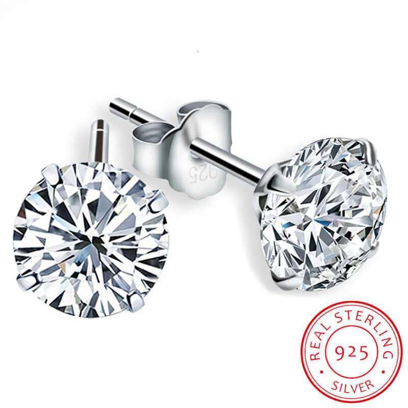 Charm Real 0.5-1 Carat D Color Moissanite Stud Earrings For Women Top Quality % Sterling Sier Sparkling Wedding Jewelry G230307