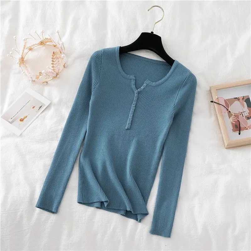 5-Neck Button Knit Base Sweater for Women Autumn New Style Worn Externally Autumn Style Long Sleeve Slim Fit Inner Top Sweater XJ250819