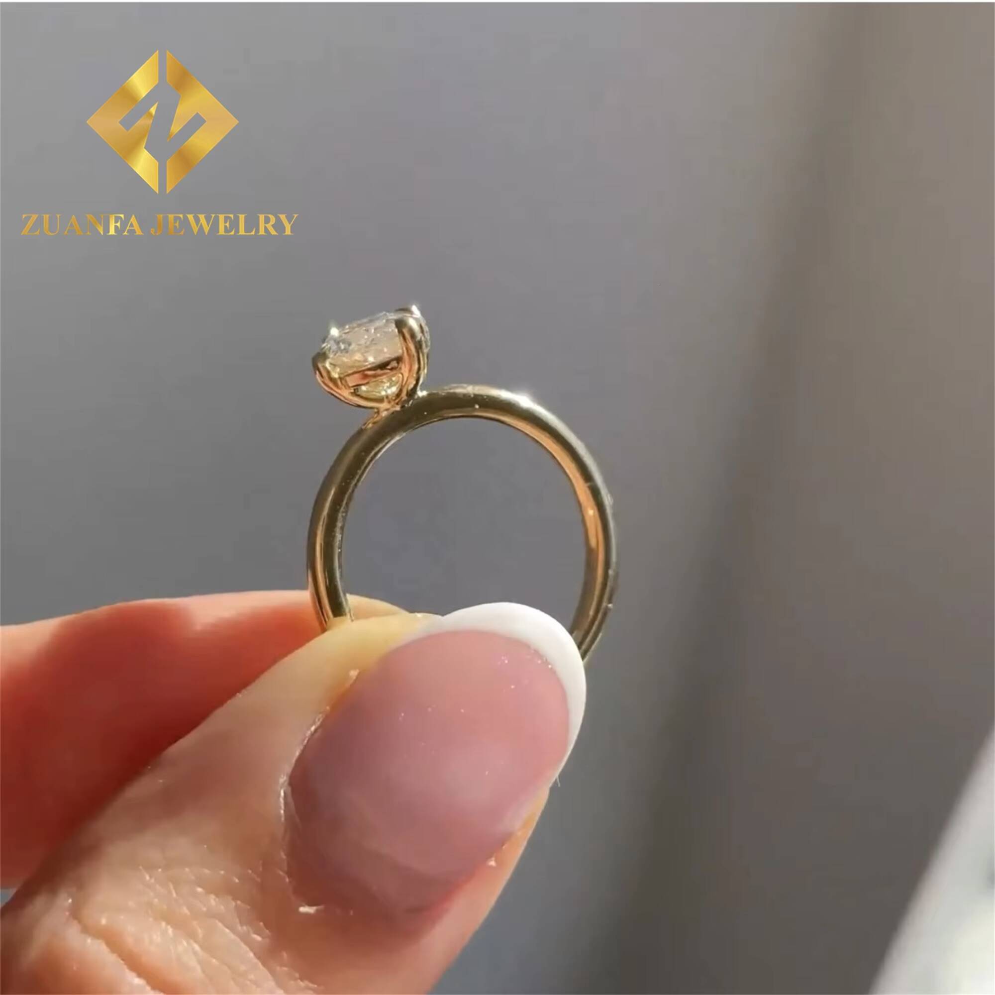 Customized 18k Solid Gold Luxury Gorgeous Bridal Wedding Jewelry 1Ct Marquise Lab Grown Diamond Engagement Wedding Ring