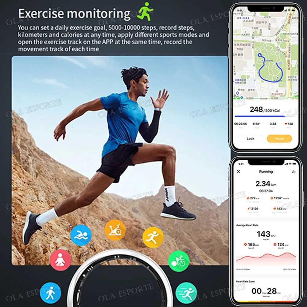 2025 For SmartRing Women Men Waterproof Health Ring Size 7-13 Sport Couple Smart Ring Tiktok Slide Control Sleep Monitor W250819