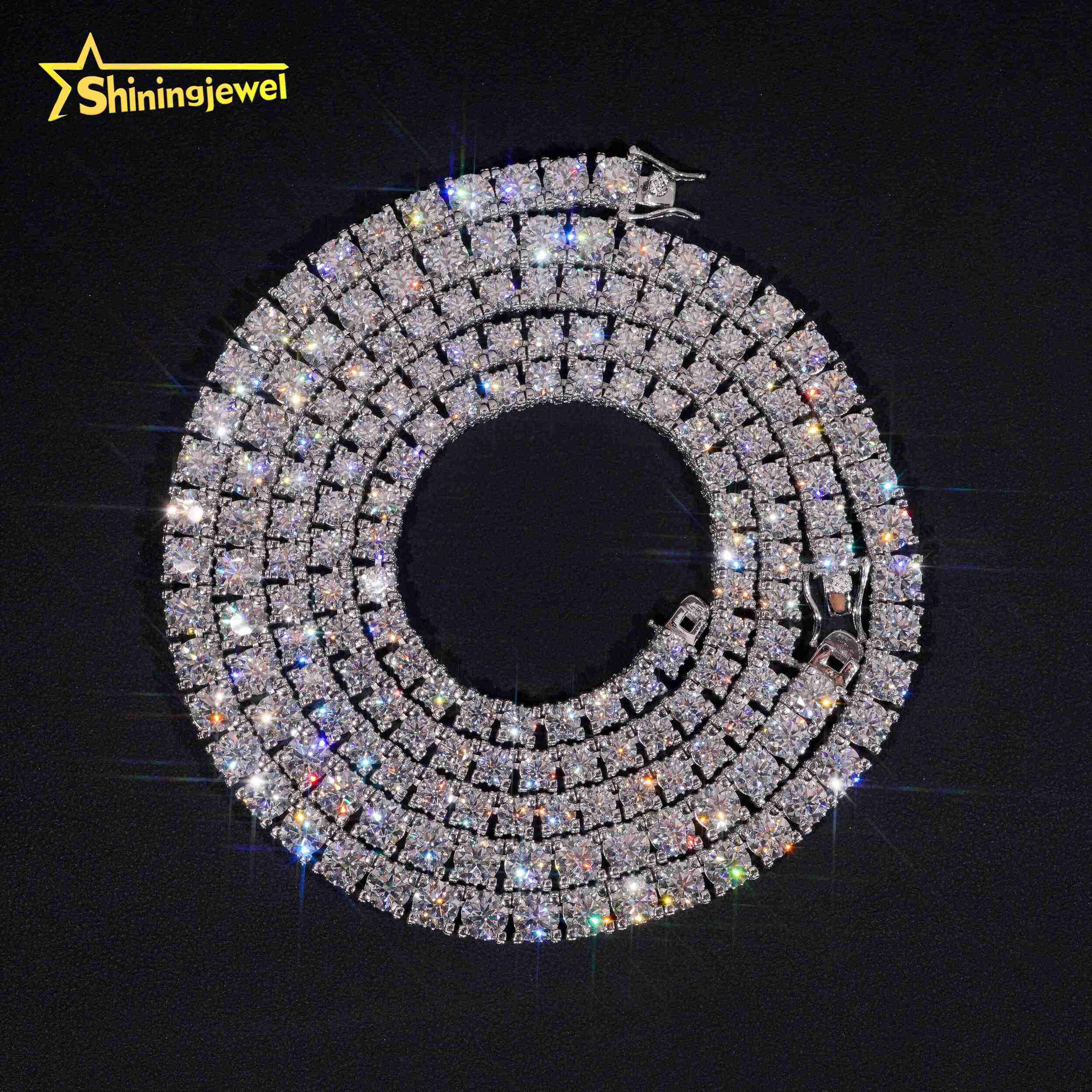 Street Hip Hop 5mm 6.5mm Moissanite 925 Sterling Silver Table Tennis Necklace for Men for Boyfriends Gift