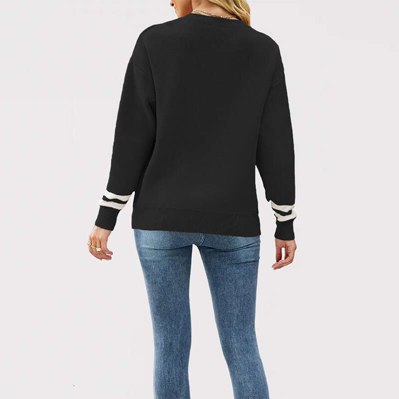 New Autumn And Winter Women's Sweater Round Neck Letter Jacquard Fashion Knitwear B5