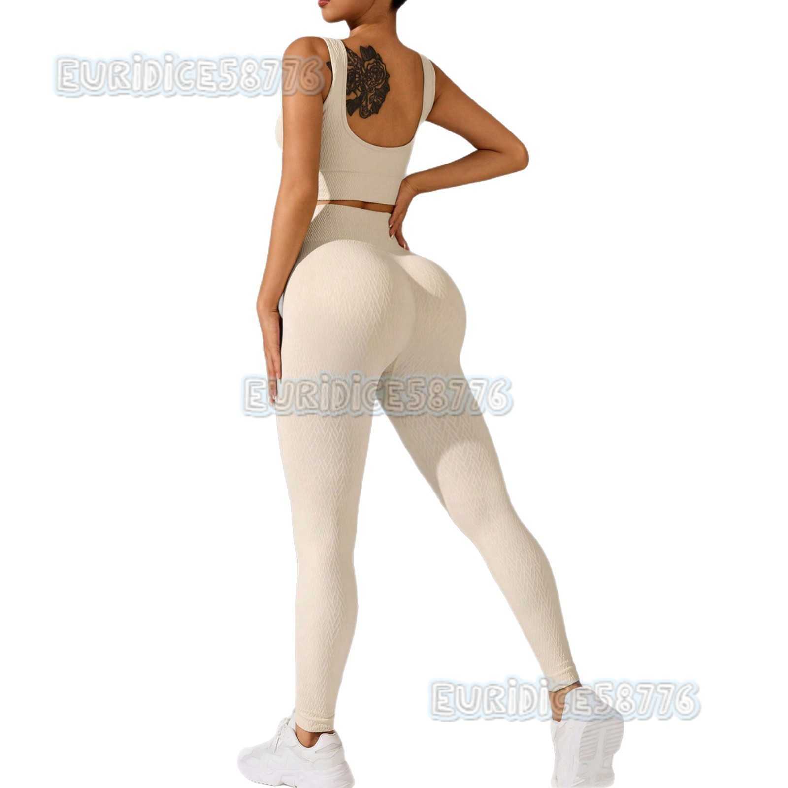 Sports Outdoor Fitness Yoga Set Sleeveless Running Bra Peach Outer Wear Slimming Nine-point Pants H250819