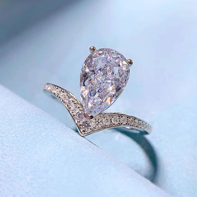 Mujing Jewelry 2023 New S Silver High Carbon Lavender Purple Diamond 7*11 Ring for Women Ins Fashion