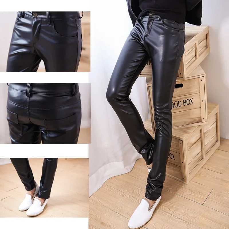 Male Leather Pants Male Slim Leather Pants Mens Clothing PU Pants Male W250819