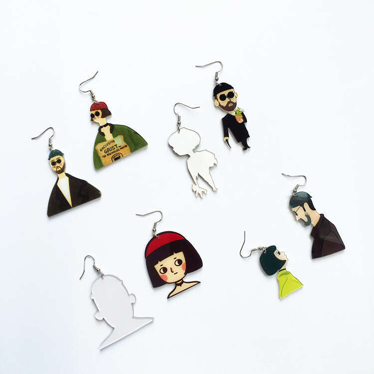 Creative Fun Hooks This Killer Is Not So Cold Earrings Cute Cartoon Asymmetric Acrylic Ear Clips
