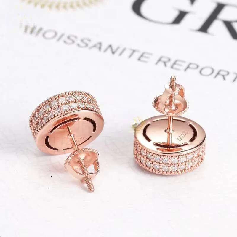 2024 Fashion Jewelry Screw Back Stud 1CT 6.5MM Iced Out VVS Moissanite Hiphop Earrings