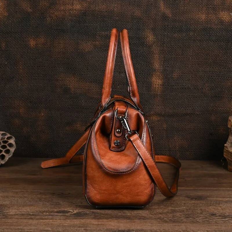 MOTAORA New Vintage Emed Handmade Handbag For Women Versatile PU Leather Shoulder Bag Large Capacity Crossbody Bags Female