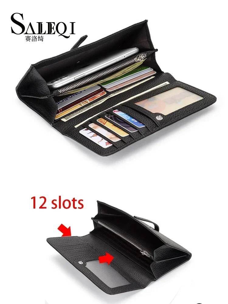 Genuine Leather Wallet Women Long Clutch Fashion Brand Ladies Purses Card Holder Zipper Coin Pocket High Quality Billfold