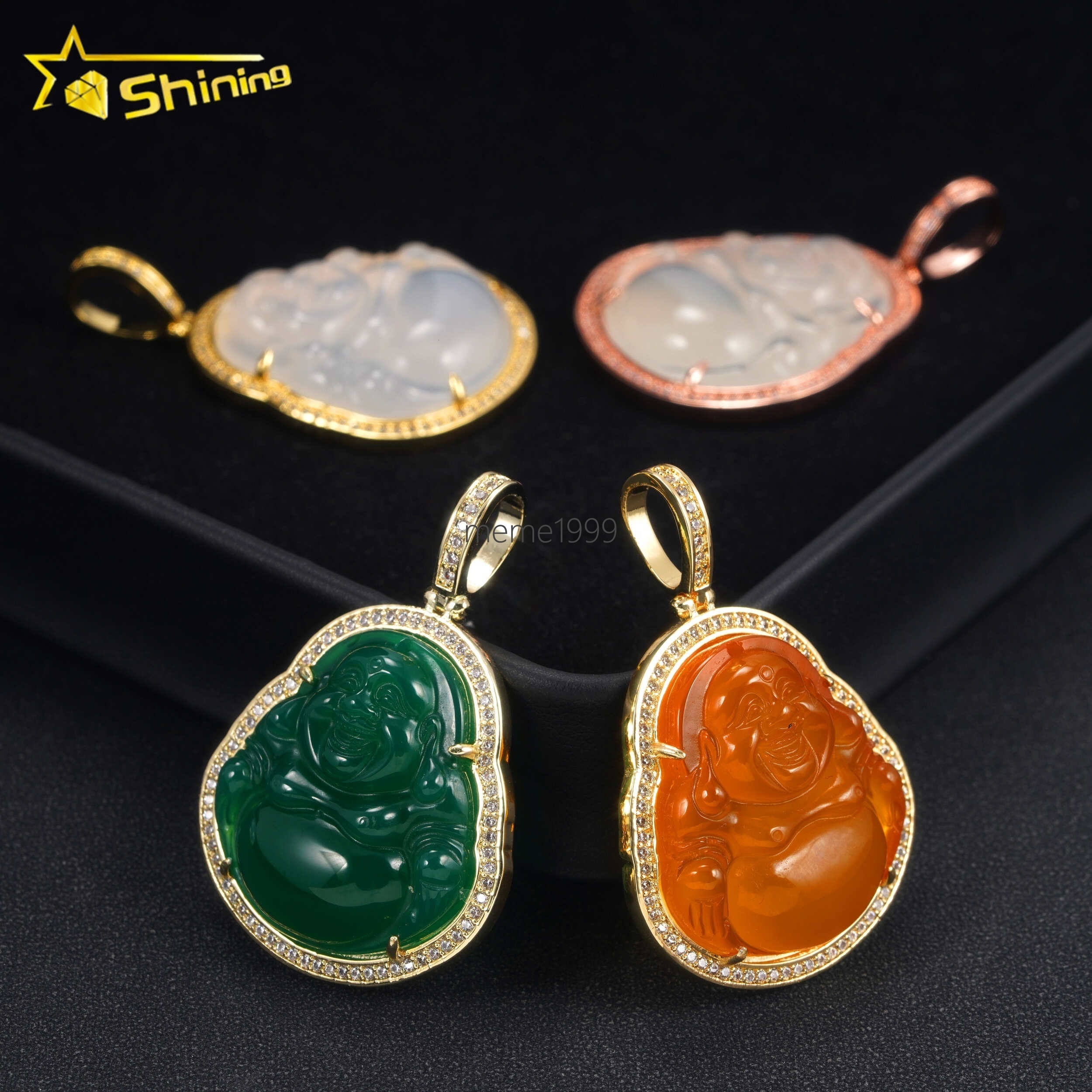 Cheapest Price Moissanite Hip Hop Jewelry Supplier 925 Silver Vvs Diamond Green Jade Iced Out Buddha Pendant