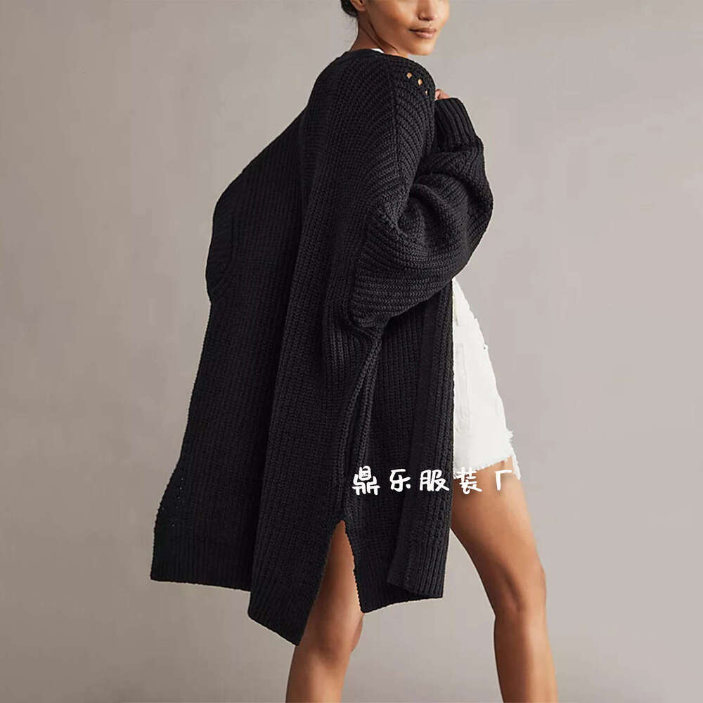 Autumn Winter Women's Clothing Temu New Loose Plus Size Knitted Cardigan Pocket Jacket For Women B5