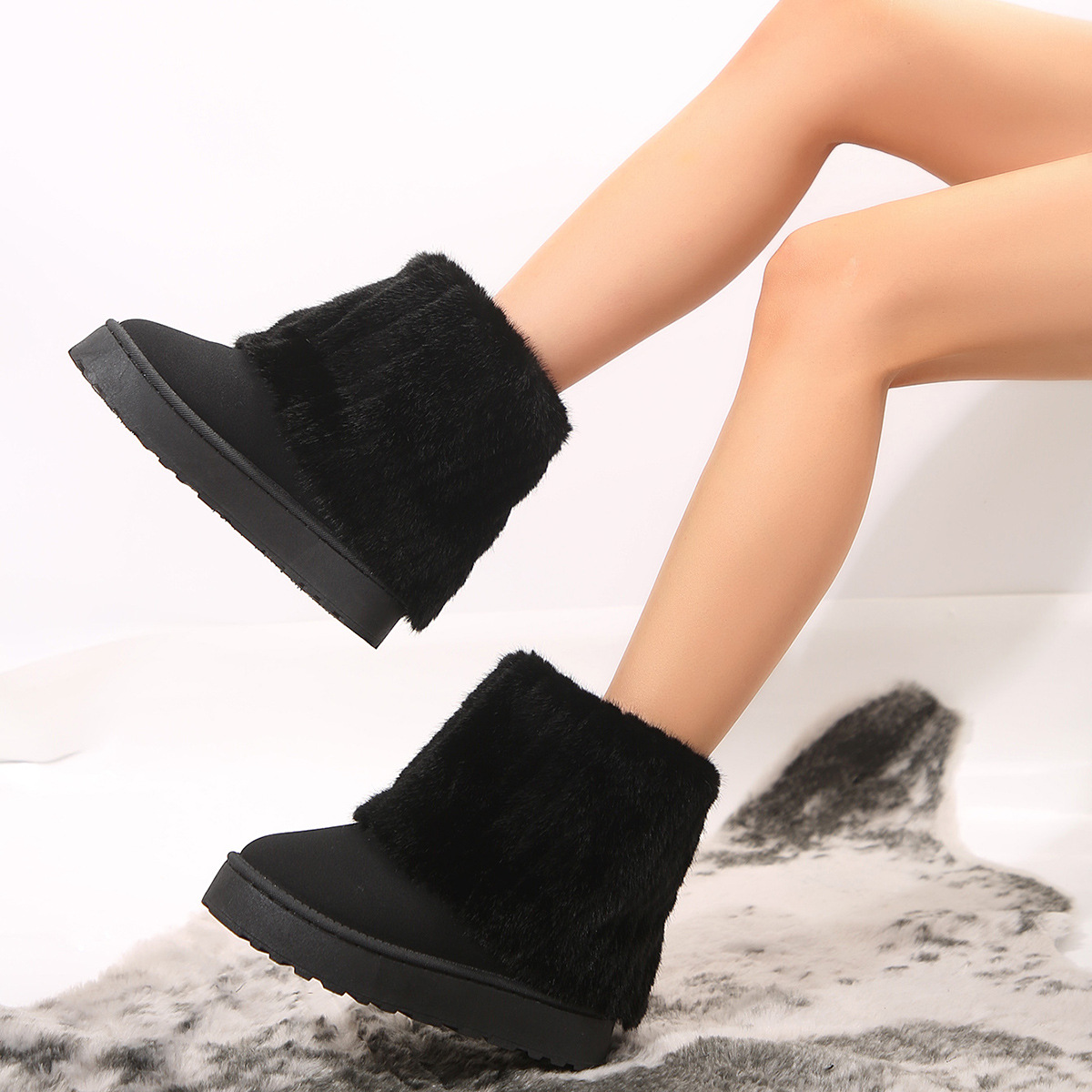 hot Free delivery designer woman cotton boots Snow boots with short tube thick sole and plush comfortable cotton boots