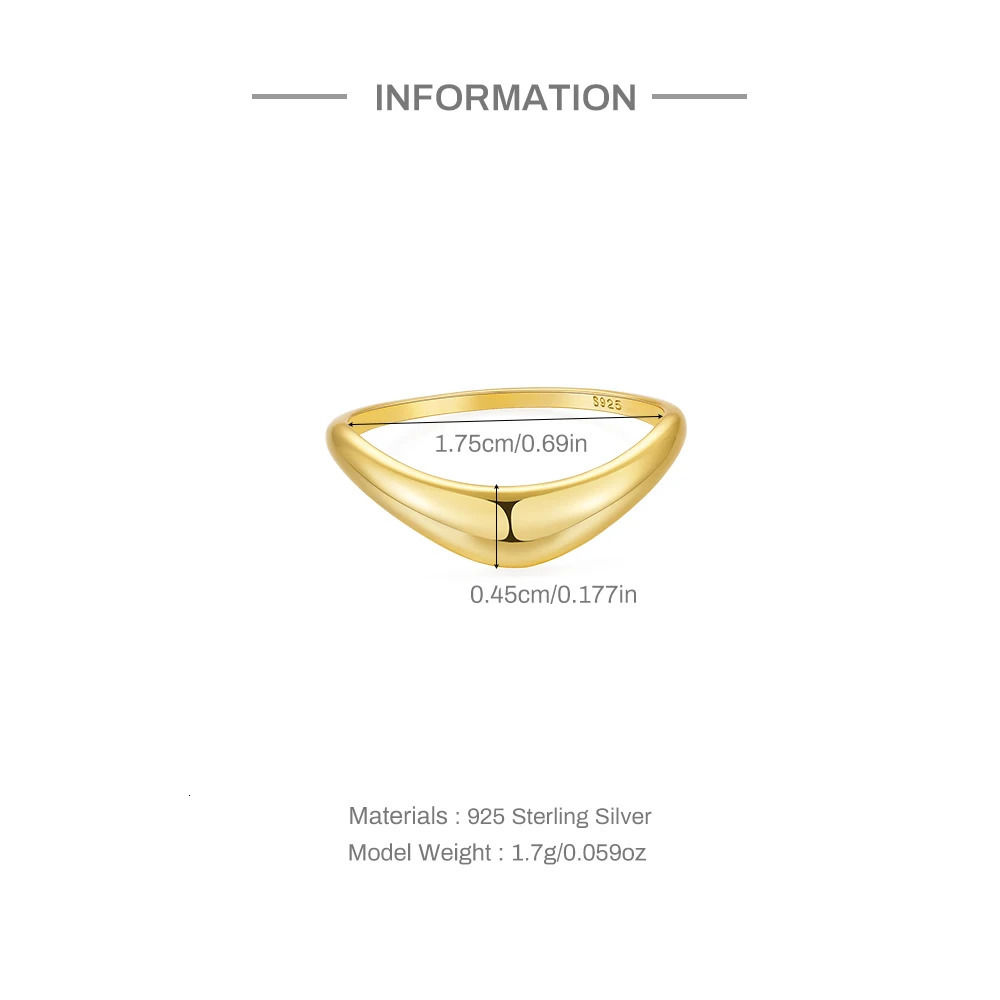 Aide 925 Sterling Silver Stackable Finger Plain Ring for Women Wedding Golden Glossy Ring High Polishing Jewelry Valentines Day 250815