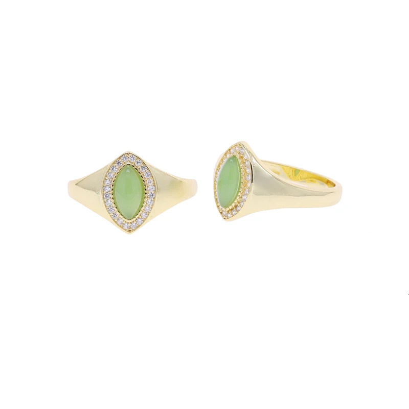 Green Blue Gem White Cubic Zirconia CZ Stone Geoemtric Gold Color Fashion Women Finger Pinky Rings 250815