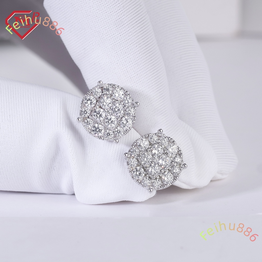 Igi Certificated Wedding Earrings Classic Cluster 925 Silver Vvs1 Moissanite Diamond Earrings