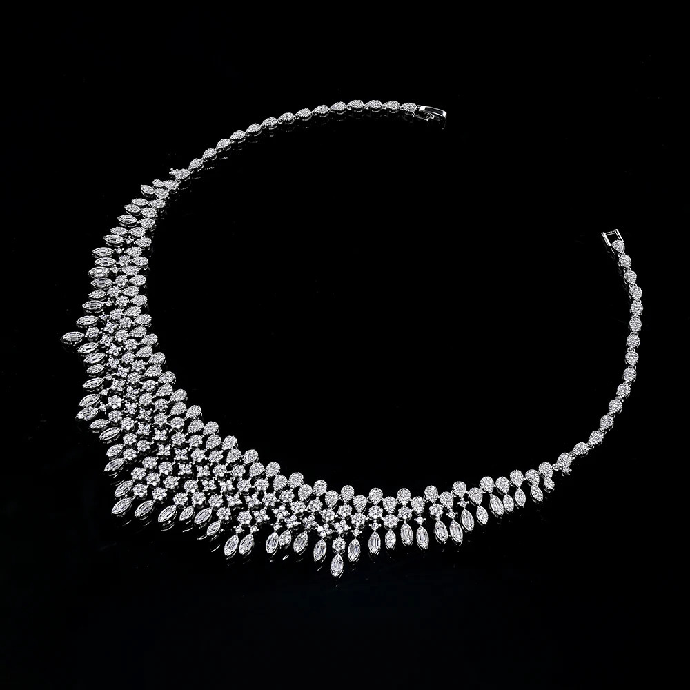 2024 4-piece African Blue Bridal Jewelry Set Fashion Dubai Necklace Set Womens Wedding Party Accessories 250818