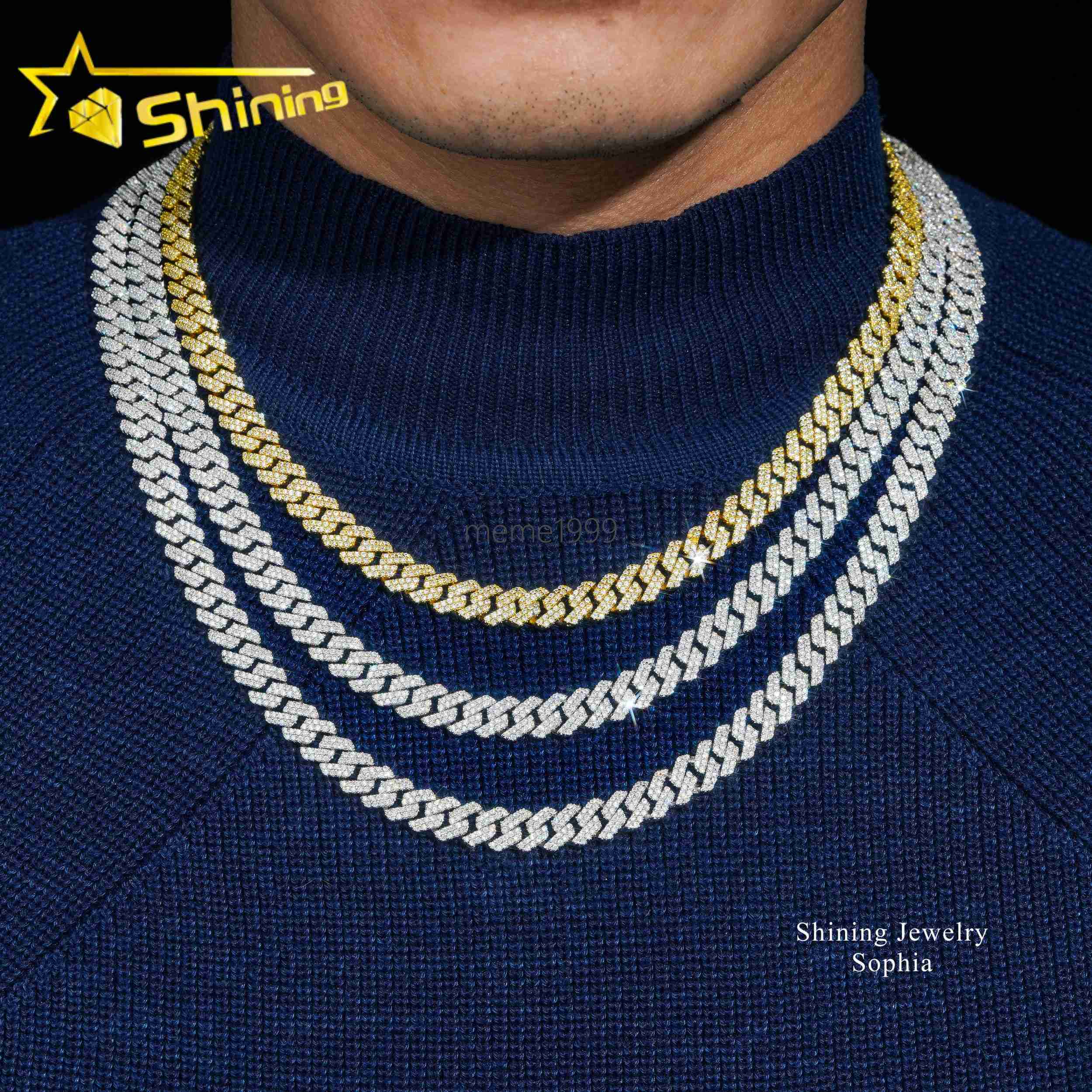 Wholesale Price 8MM Hot Sale Iced Out Hip Hop Fashion Design Rapper Men Jewelry Moissanite Diamond Miami Cuban Link Chain