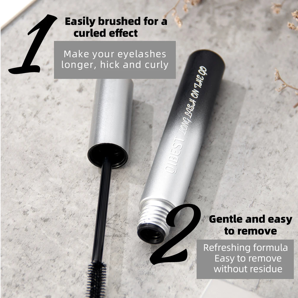 QI Black Mascara Waterproof Lengthens Eyelashes Extension Non-smudge Lengthening Volume 4D Silk Fiber Mascara Cosmetics 250818