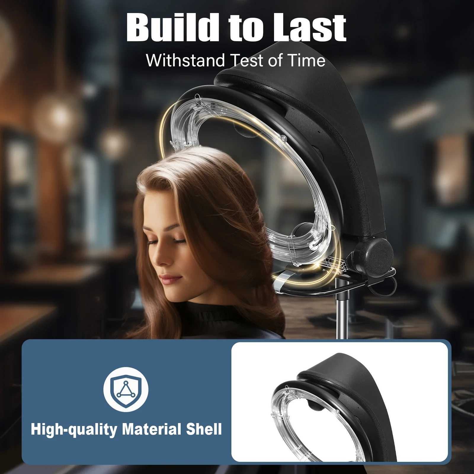 Professional Infrared Hair Dryer - Adjustable Height Temp Time Control Durable Build Easy Move Install Ideal for Salons W250819
