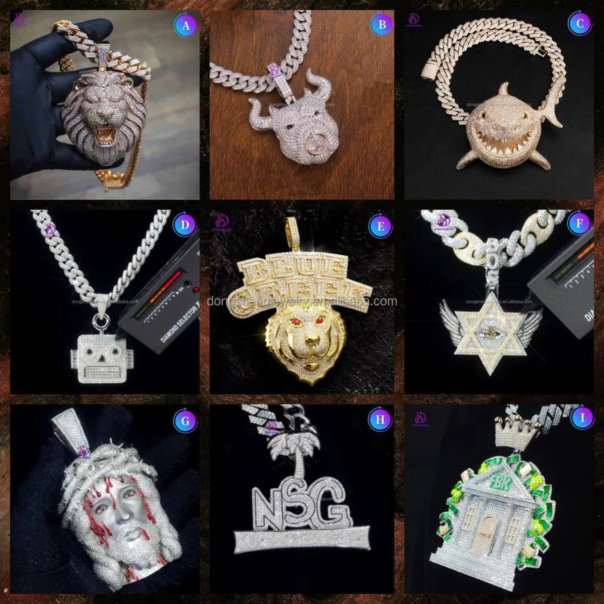 Plated Fashion Jewelry Pendant Out VVS Moissanite Jesus Pendant Gold Custom 925 Sterling Silver Hip Hop Ice