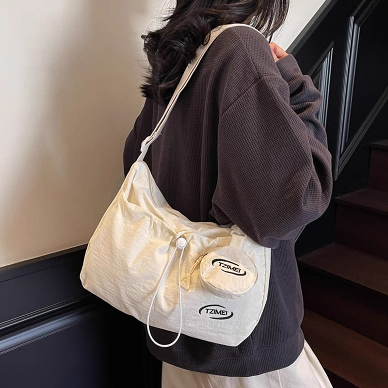 2025 Autumn Women's Large Capacity Canvas Bag Summer New Single Shoulder Crossbody Bag Korean Fold Class Handbag Women's Crossbody Bag Desig