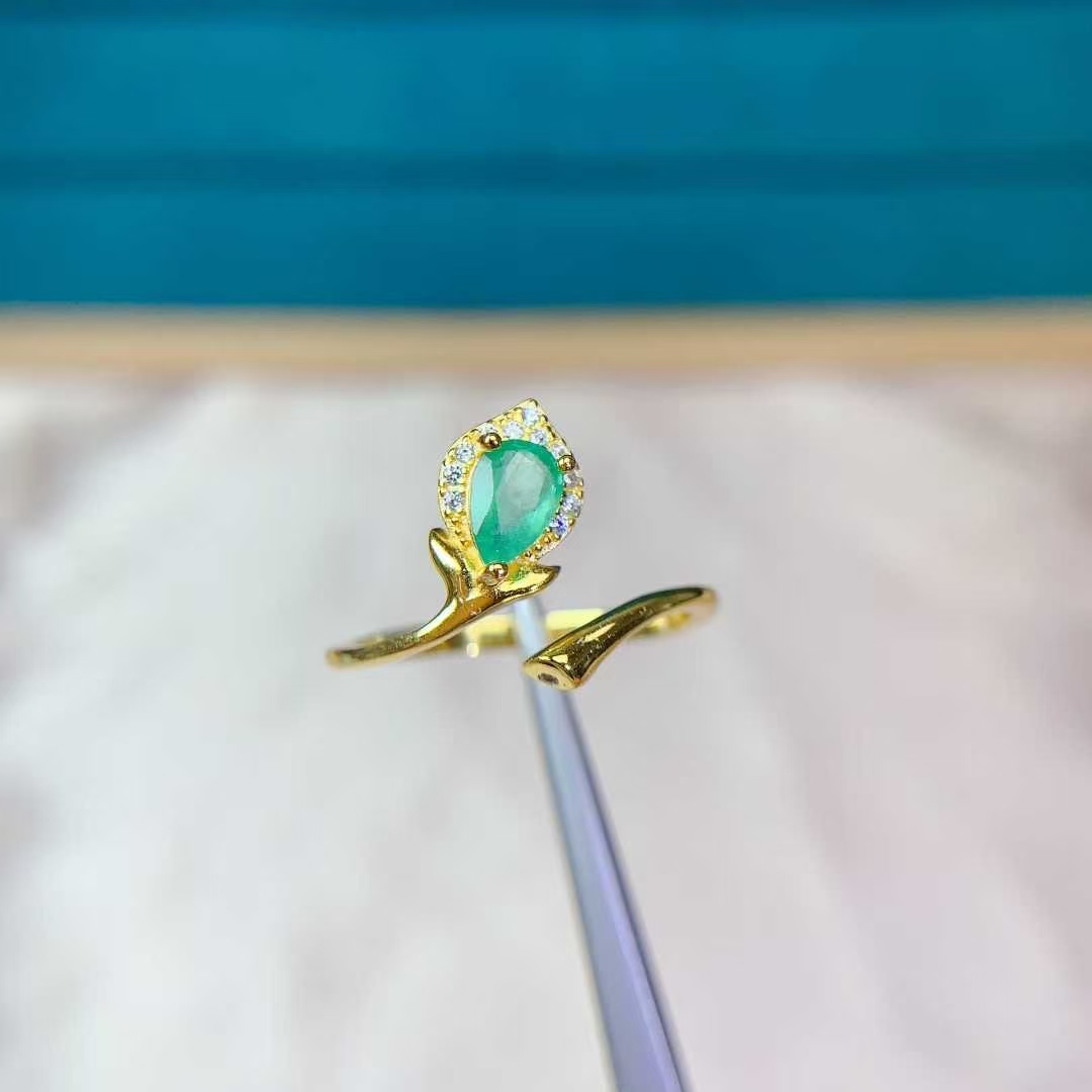 Real sterling silver ring natural colombia emerald ring with certificate 4mm*6mm 0.3ct genuine emerald 925 silver jewelry