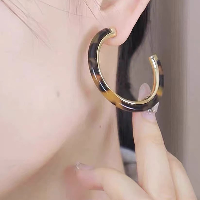 Elegant Leopard Print Hoop Earrings - Exaggerated High-End Accessory