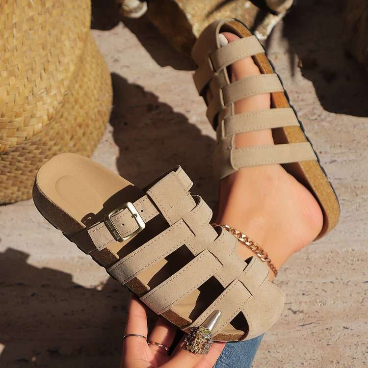 36-43 Plus Size Closed-Toe for Women 2025 Summer New Fashion Versatile Casual Flat Slippers Lightweight and Breathable