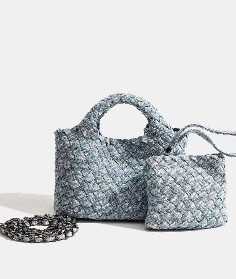 2025 New Denim Woven Large Capacity Tote Shoulder Armpit Bag, Women's Casual Mother's Bag