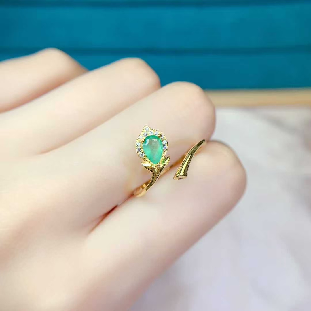 Real sterling silver ring natural colombia emerald ring with certificate 4mm*6mm 0.3ct genuine emerald 925 silver jewelry