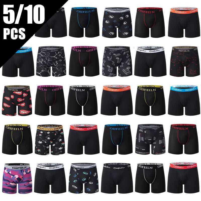 5/7/0 Pcs Mens Long Sports Parent-child Underwear Teenagers To Adults Multi-size Mix And Match Boxer Shorts Elastic Waist Shorts W250819
