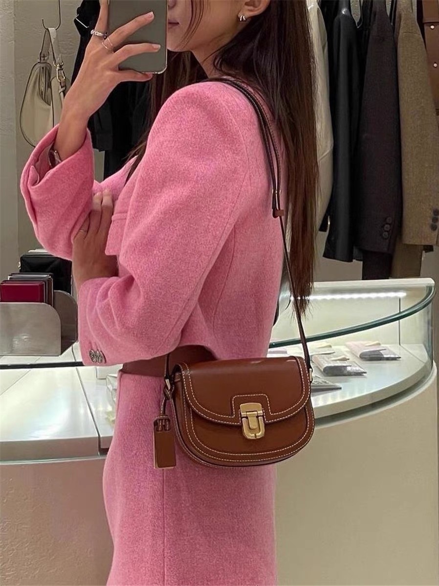 Free shipping designer 2025 Autumn New Korean INS Niche Color-Block Single Shoulder Bag Crossbody Saddle Bag Vintage Versatile Underarm Bag Small Bag 