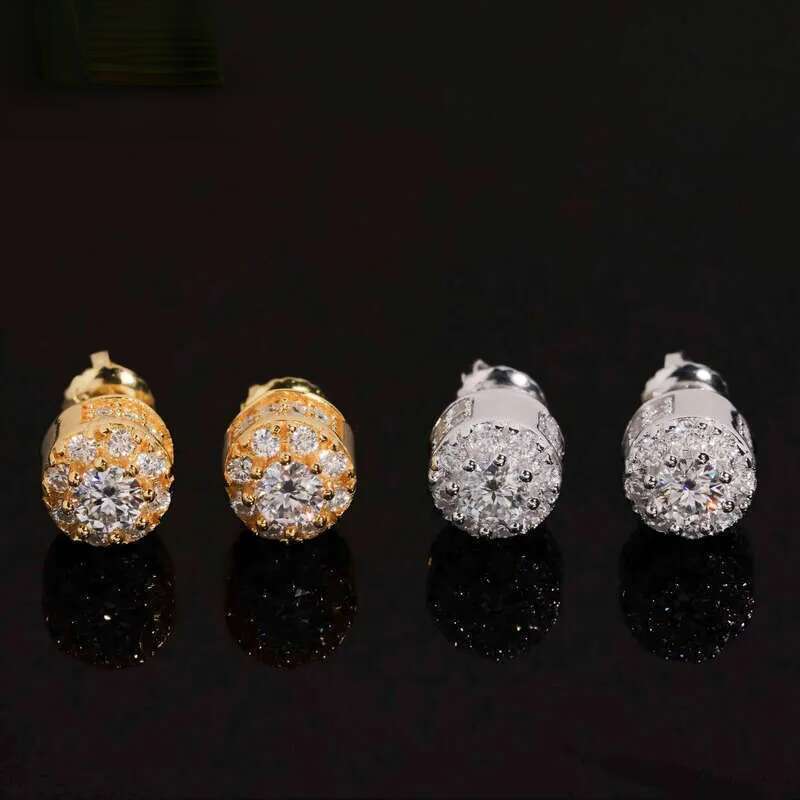 Hip Hop Jewelry Pass Tester Stocks Sterling Sier Gold Plated Iced Out VVS Dia Moissanite Stud Earring Men Earrings