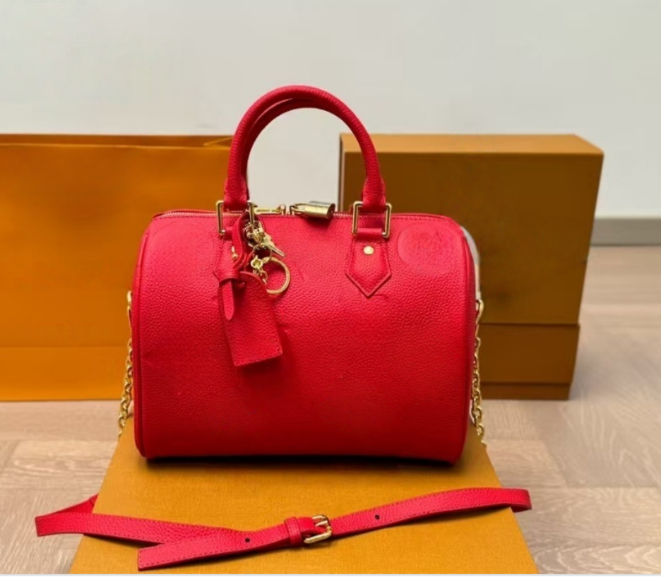 Top qualityP9Soft25 Designer Soft 25 Boho Pillow bag Genuine Leather Shoulder Bag Women Handbag Side Safety Lock Crossbody Bag Embossed Red large flower
