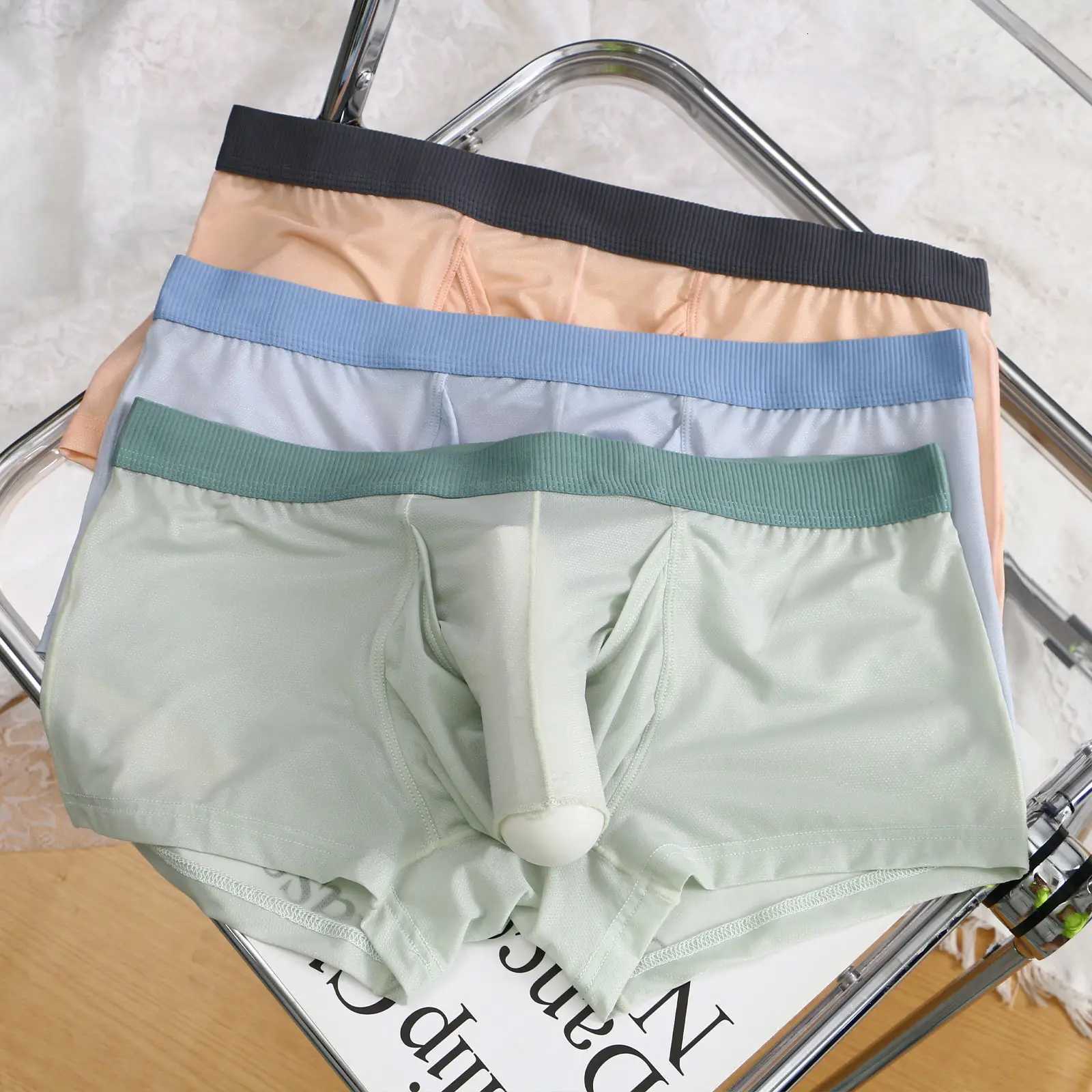Sexy Mens Underwear Boxers Man Elephant Nose Underpants Mens Ice Silk U Convex Long Penis Pouch Boxershorts W250819
