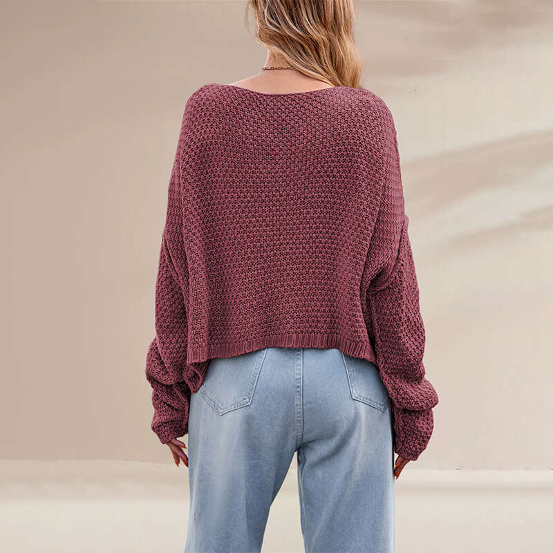 New Autumn Winter Women's Knitted Round Neck Twisted Loose Sweater B5