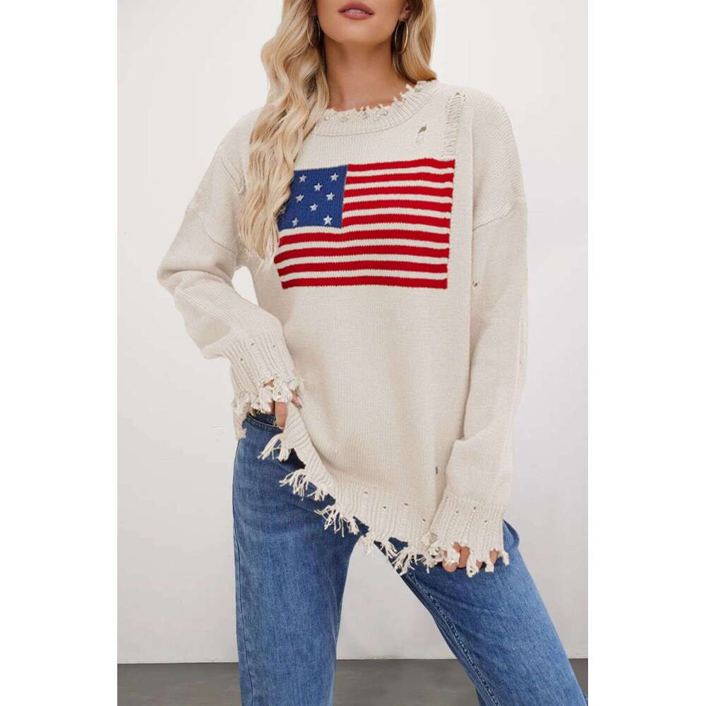 New Temu Round Neck Women's Independence Day Fashion Sweater B5