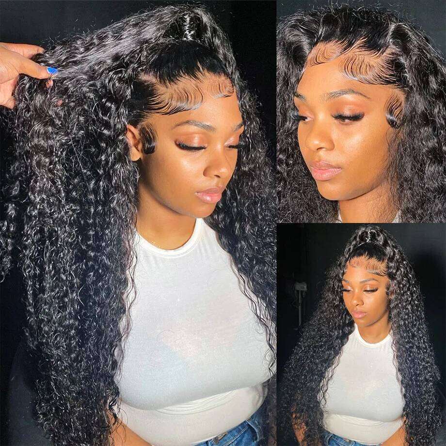 Deep Curly Wigs 360 Full Front Human Hair Water Wave 13X4 13X6 HD Lace Frontal Wig
