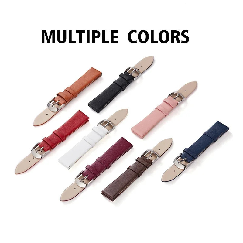 Leather Watch Band 14mm 16mm 18mm 20mm 22mm Thin Smooth Watch Straps Belt Bracelets Soft Comfortable Leather Strap 250818