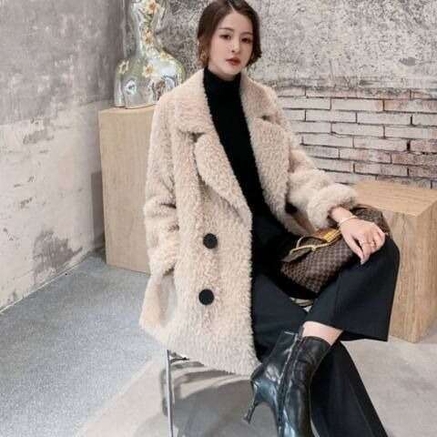Thickened Lamb Velvet Jacket Women's Mid-Length Hot Sale Of The Season Winter New Loose Slim Fur Integrated Particle Velvet Coat