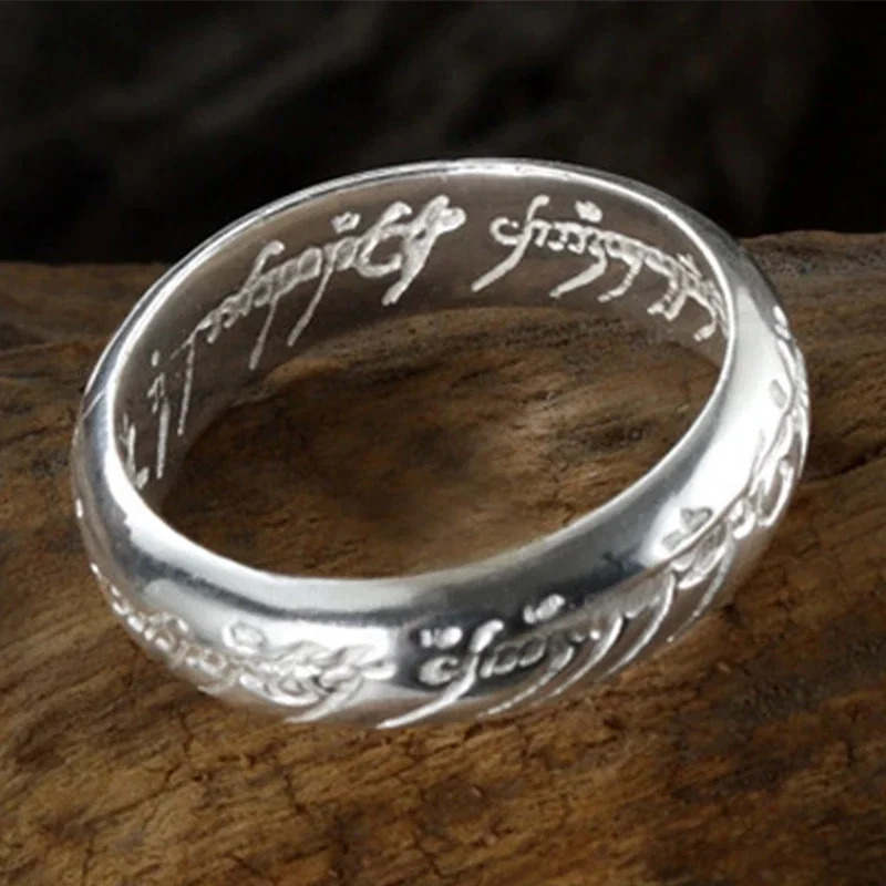 LOTR Ring 925 Sterling Silver Letters Ring Band No Chain For Men Cosplay Jewelry Accessory Birthday Christmas Gifts Size 6-13 250815