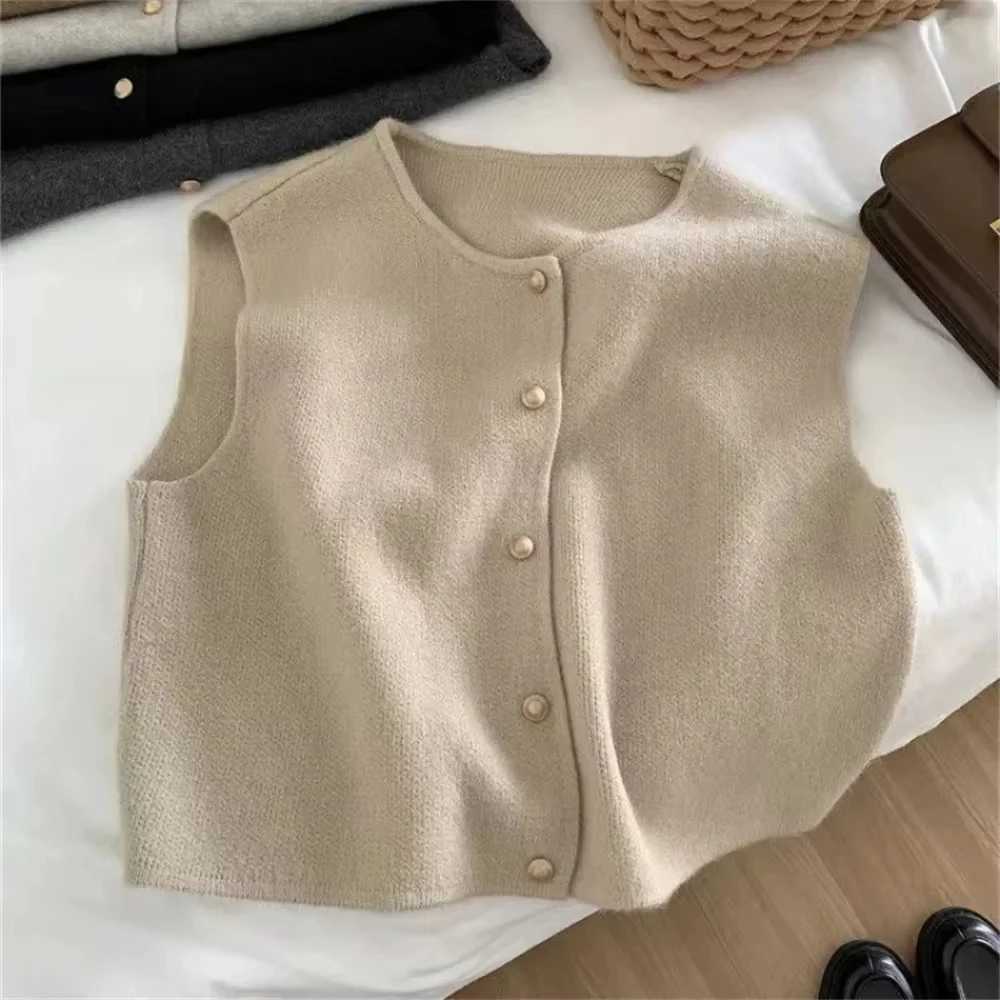 Spring Autumn Womens Solid Button V-Neck Sleeveless Casual Fashion Office Lady Ele Tops Sweater Knitted Cardigan Vest Coats XJ250819