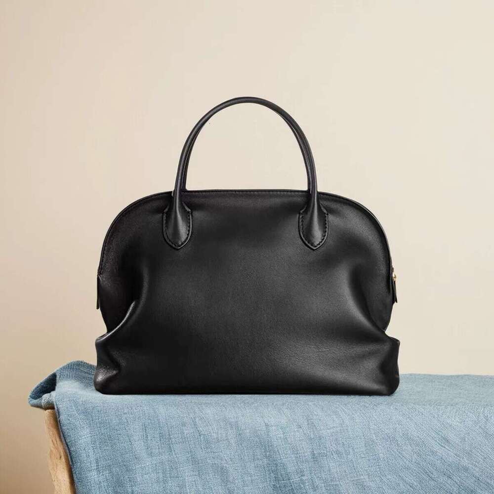 New Summer French Style Simple High-End Commuter Bowling Handbag Niche Design Genuine Leather Women's Bag designer bag B5