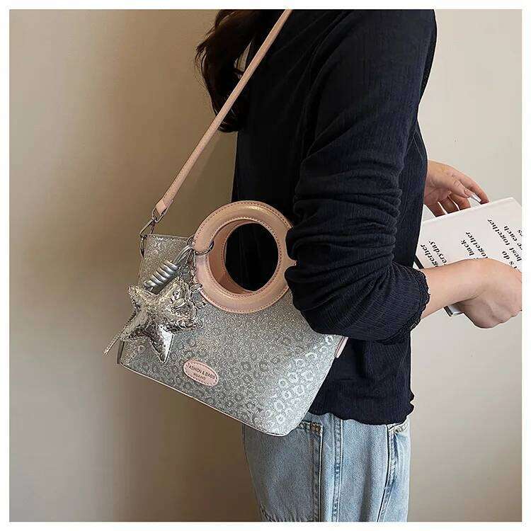 Designer Pendant Sequined PU Leather Floral Print Women S Handbag Fashion Crossbody Bag Bucket Tote