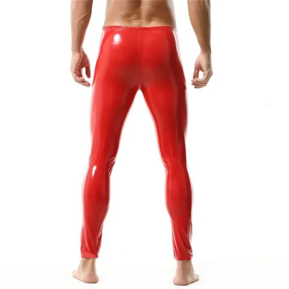 Men Shiny PVC Leather Pants Skinny Slim Fit Fashion Casual Biker Trousers Night Clubwear Leggings Party Rave Pole Dance Costumes W250819