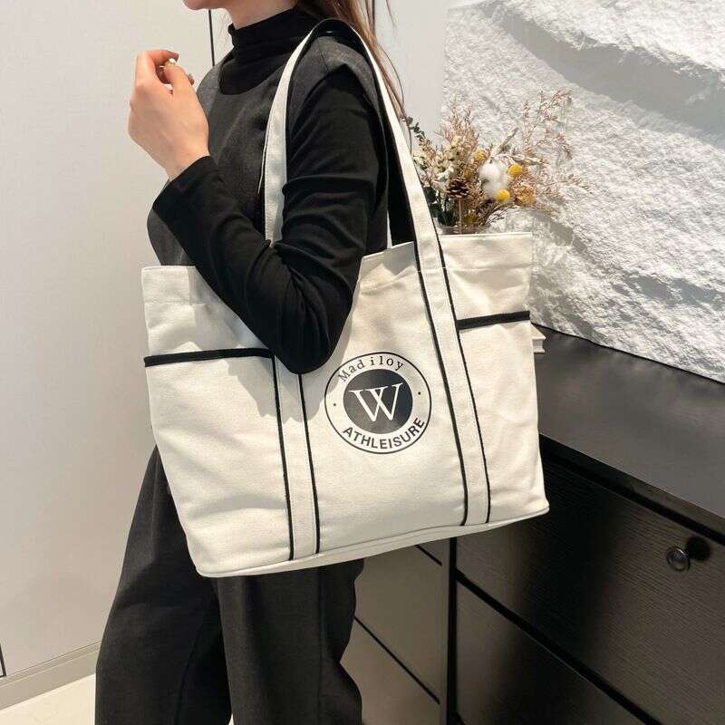 Canvas women new large capacity tote trendy handbag travel fashionable commuter bag