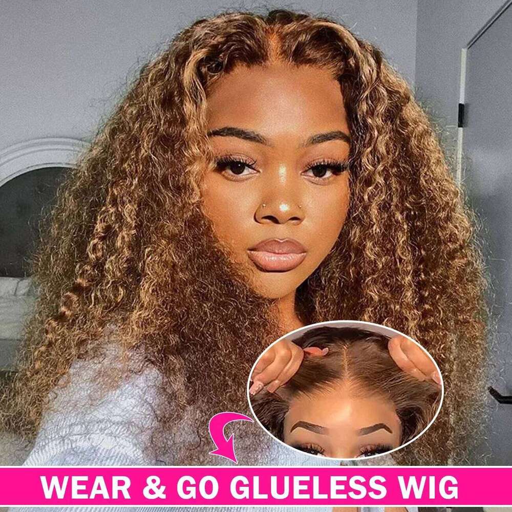 200% Curly Wigs 13X6 Glueless Highlight Ready To Wear Ombre Colored Brazilian Deep Wave Human Hair Wig For Women