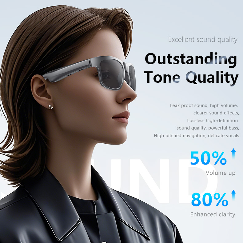 High-tech intelligent Bluetooth translation glasses, future intelligence, lightweight design, comfortable wearing life, outdoor riding, sports running