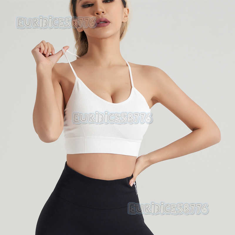 Spring Summer Barely There Yoga Tank Top Breast Collection Sports Bra Buckle Shock Absorption Cross Back Fitness Bra H250819