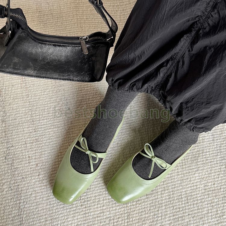 designer shoes ballet flat low heels loafers womens fashion square head mary jane green pink soft-soled non-slip ladies single shoes size 35-40